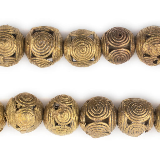 Cameroon-Style Brass Filigree Globe Beads (14mm)