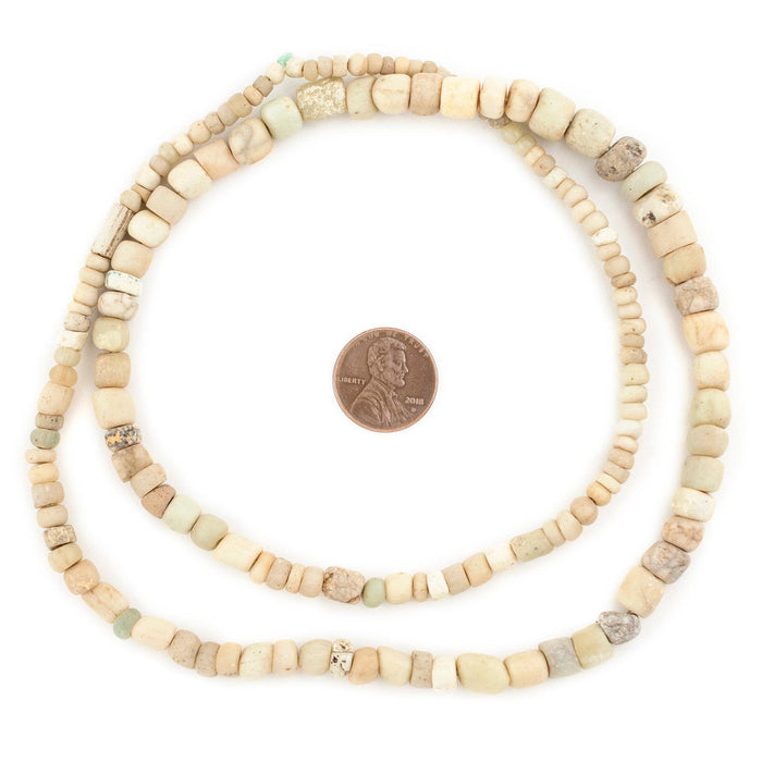 Ancient Graduated White Djenne Beads (3-10mm) - The Bead Chest