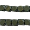 Olive Green Diamond Cut Natural Wood Beads (12mm)