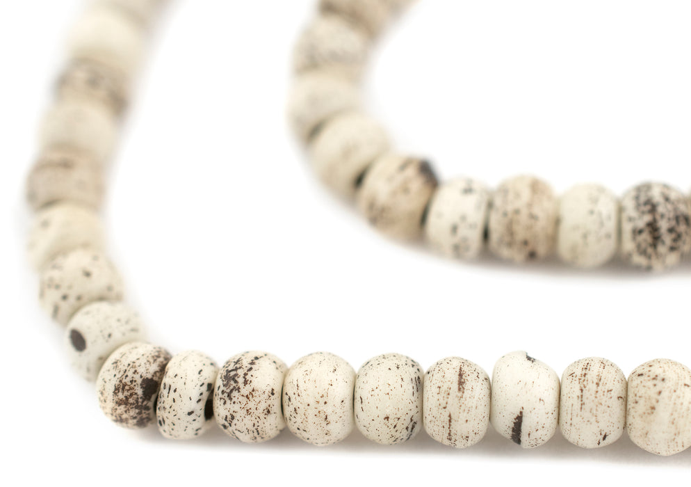 Washed Grey Round Bone Mala Beads (6mm) - The Bead Chest