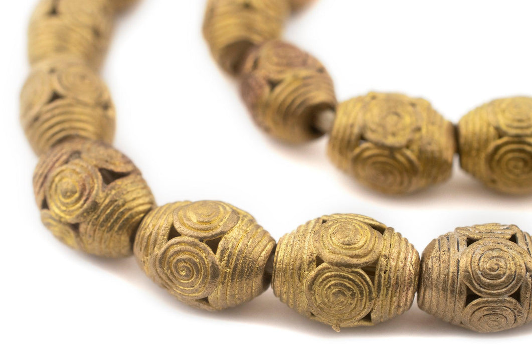 Cameroon-Style Brass Filigree Oval Beads (18x14mm) - The Bead Chest