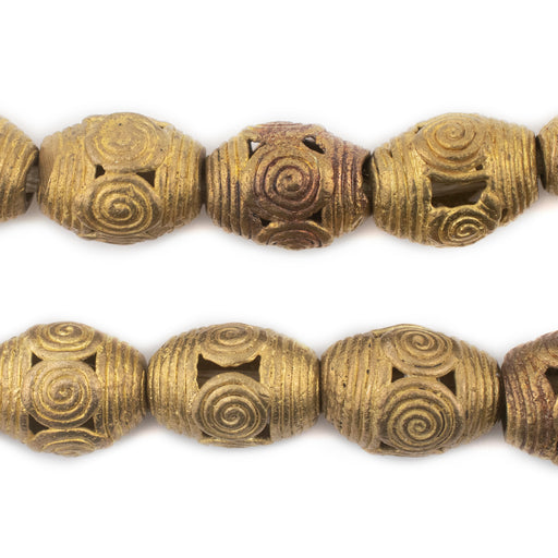 Cameroon-Style Brass Filigree Oval Beads (18x14mm)