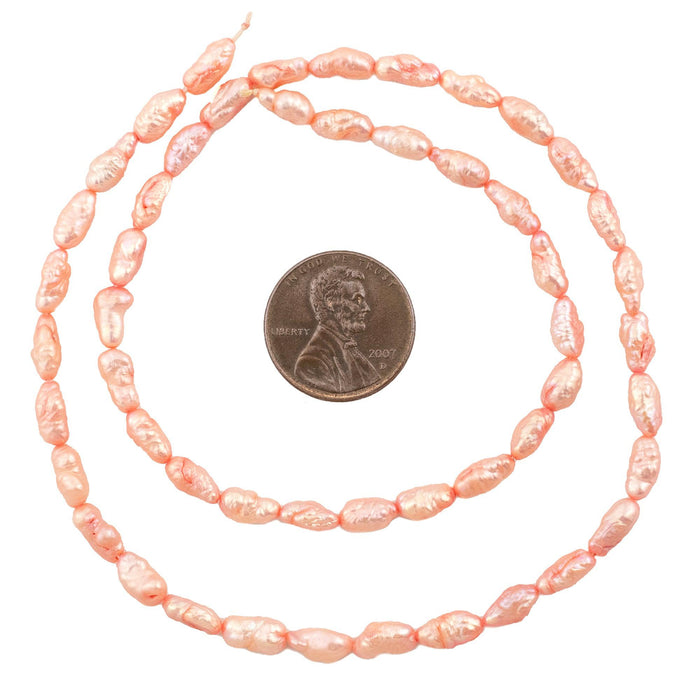Coral Pink Vintage Japanese Rice Pearl Beads (5mm) - The Bead Chest