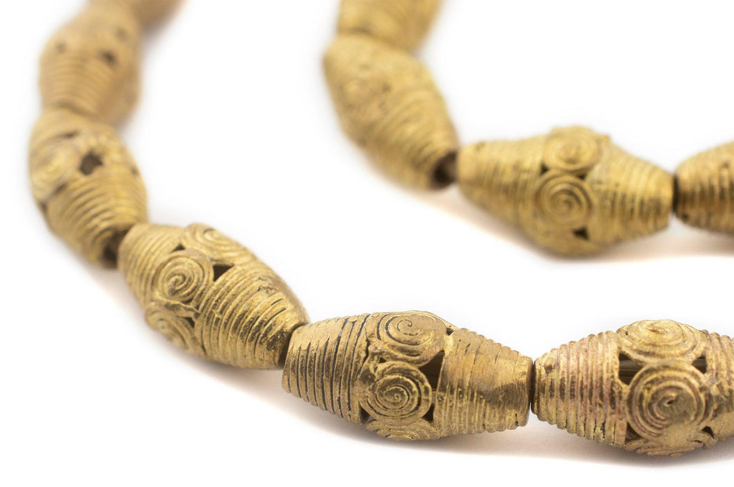 Cameroon-Style Brass Filigree Oval Beads (24x12mm) - The Bead Chest