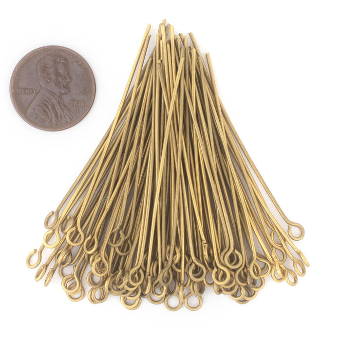 Brass 21 Gauge 2 Inch Eye Pins (Approx 100 pieces) - The Bead Chest