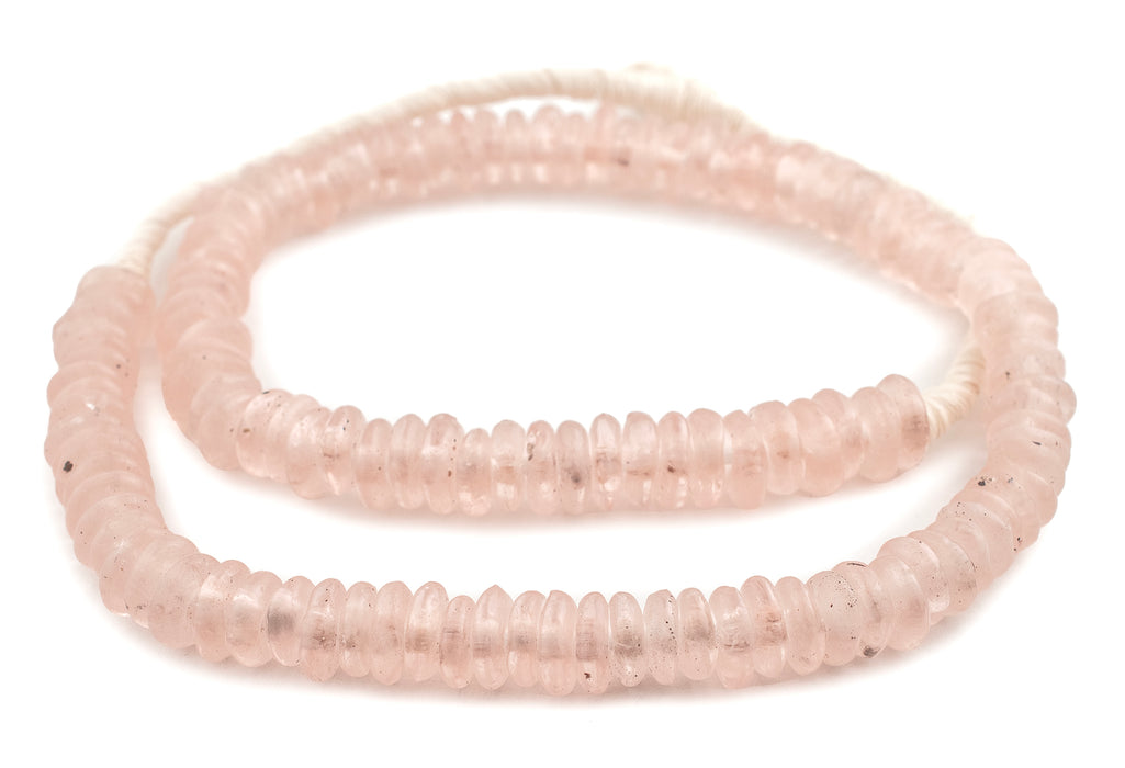 Rose Pink Rondelle Recycled Glass Beads (12mm) - The Bead Chest