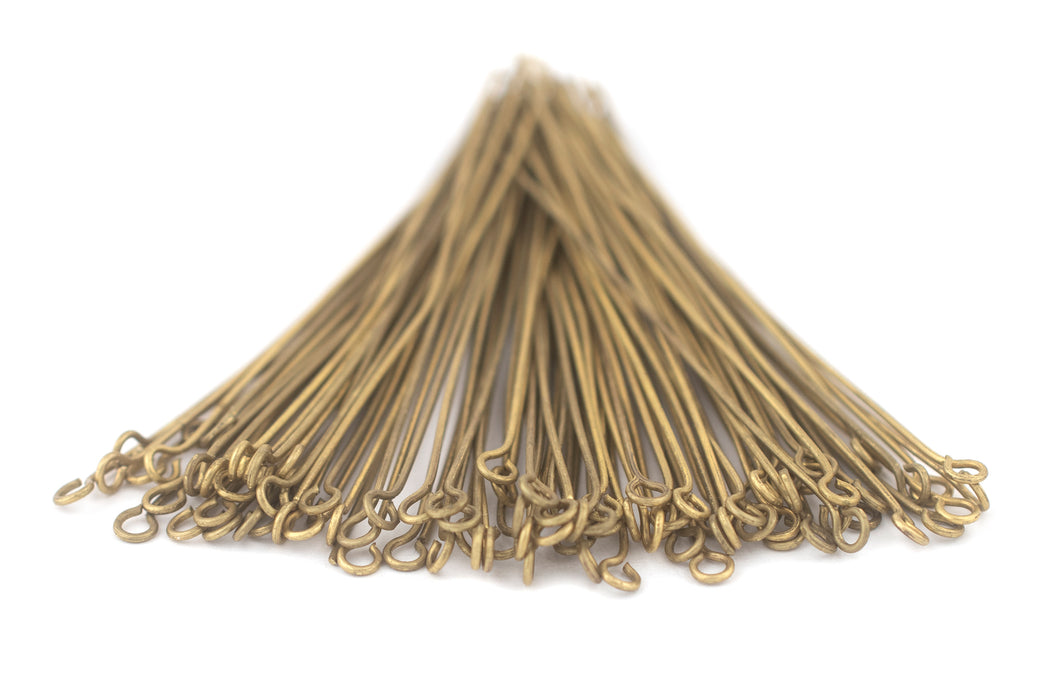 Brass 21 Gauge 3 Inch Eye Pins (Approx 100 pieces) - The Bead Chest