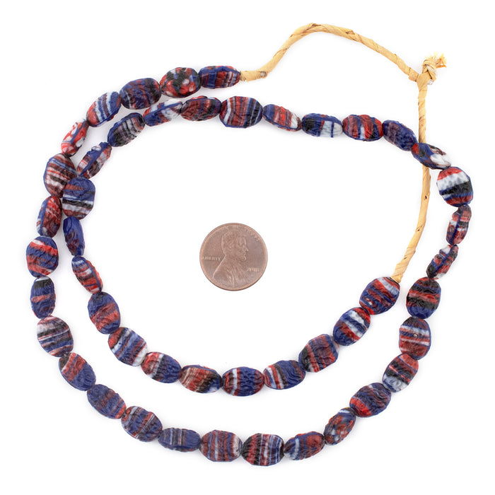 Red Shell-Shaped Kakamba Prosser Beads - The Bead Chest