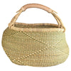 Ghanaian Bolga Basket, Olive Green Diamond Pattern, Large Size