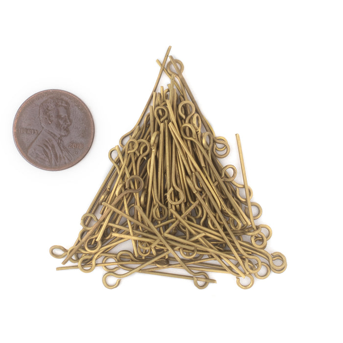 Brass 21 Gauge 1 Inch Eye Pins (Approx 100 pieces) - The Bead Chest