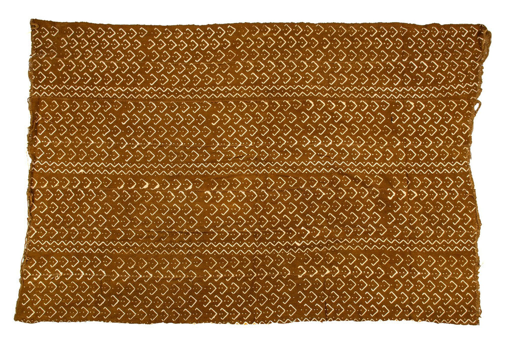 Caramel Brown Bogolan Mali Mud Cloth (Dotted Bowl Design) - The Bead Chest
