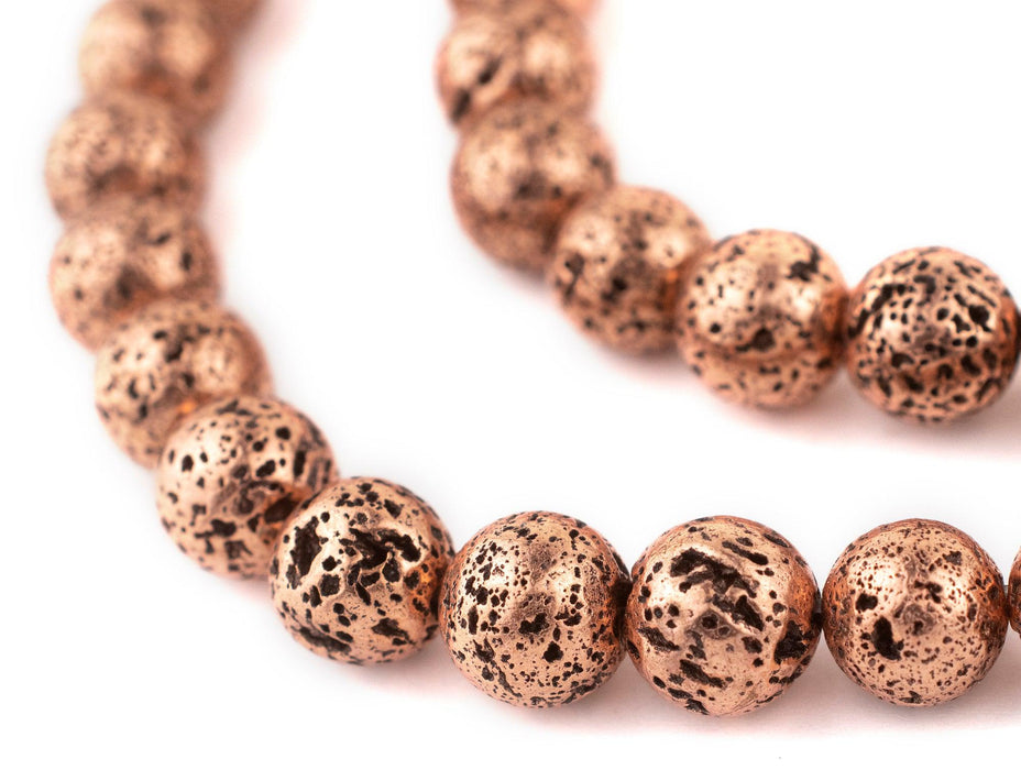Antiqued Copper Electroplated Lava Beads (12mm) - The Bead Chest