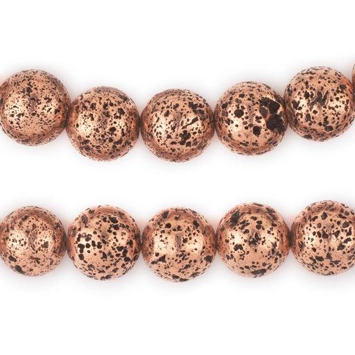Antiqued Copper Electroplated Lava Beads (12mm) - The Bead Chest