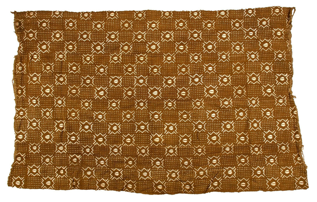 Caramel Brown Bogolan Mali Mud Cloth (Dotted Cowrie Design) - The Bead Chest