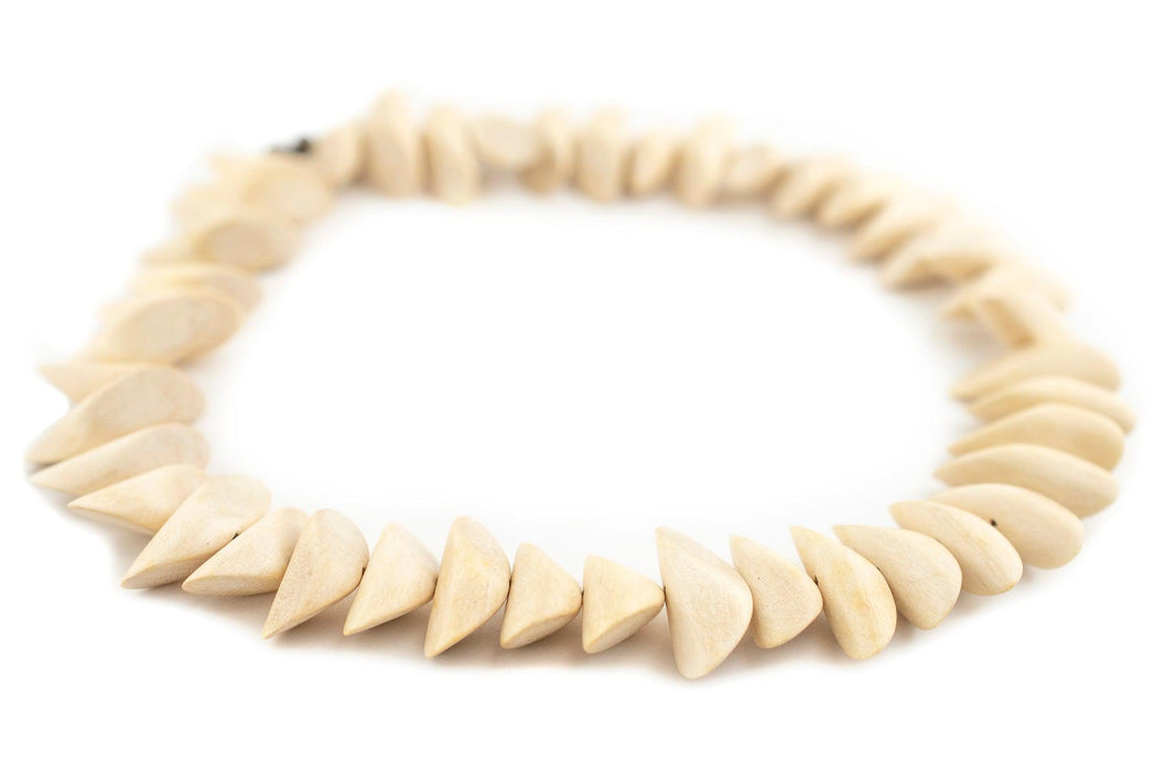 Cream Twisted Chunk Natural Wood Beads (9x26mm) - The Bead Chest
