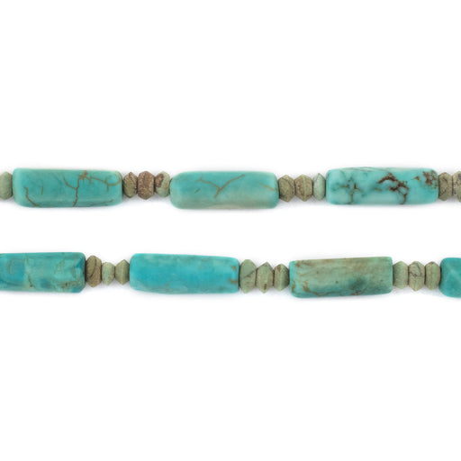 Cylindrical Afghani Turquoise Heishi Beads (12x4mm) - The Bead Chest