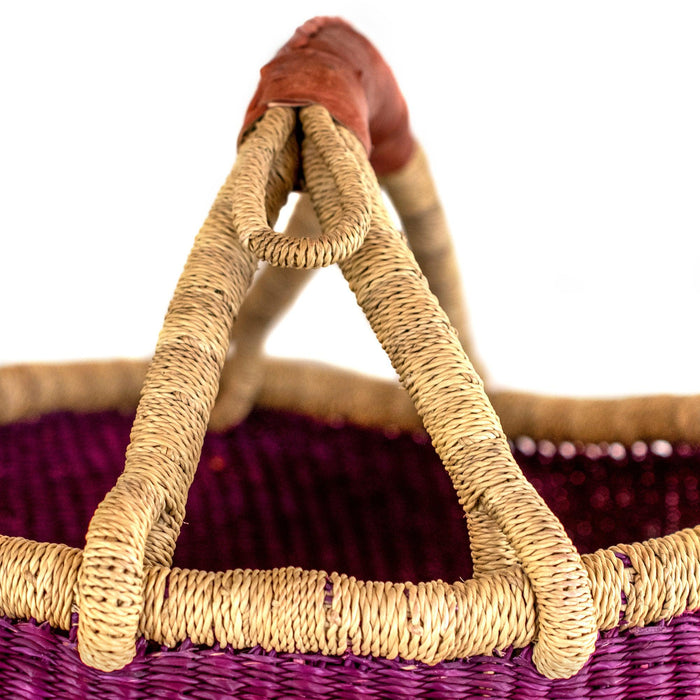 Ghanaian Bolga Basket, Fuchsia, Large Size - The Bead Chest