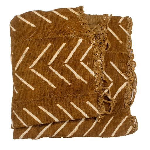 Caramel Brown Bogolan Mali Mud Cloth (Minimalist Design) - The Bead Chest