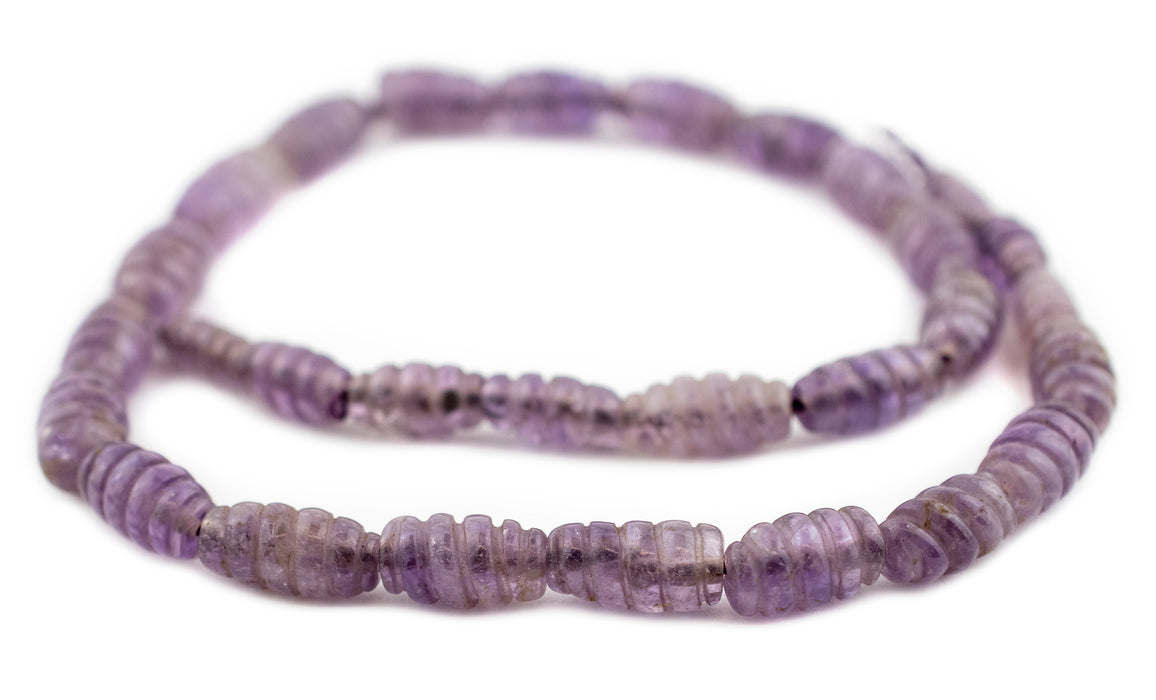 Carved Spiral Oval Amethyst Beads (8-15mm) - The Bead Chest