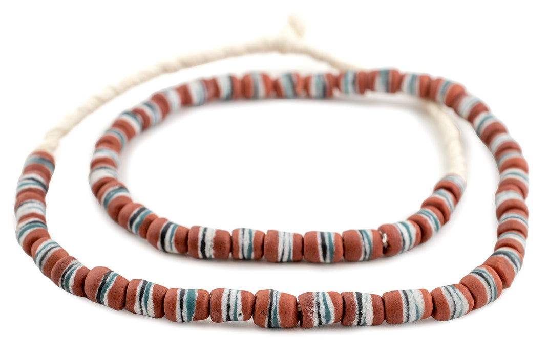 Maroon Brown Banded Sandcast Beads - The Bead Chest