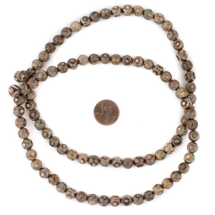 Premium Round Camo Tibetan Agate Beads (8mm) - The Bead Chest