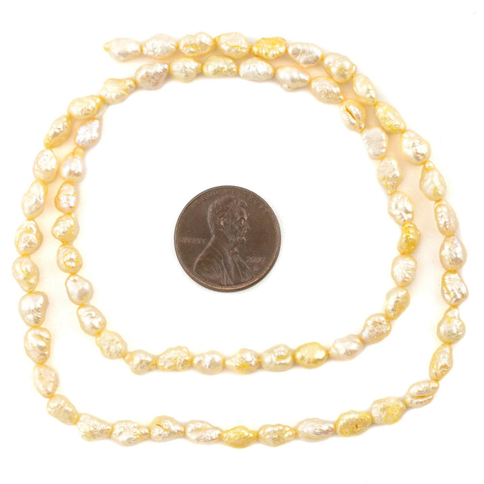 Pastel Yellow Vintage Japanese Rice Pearl Beads (4mm) - The Bead Chest