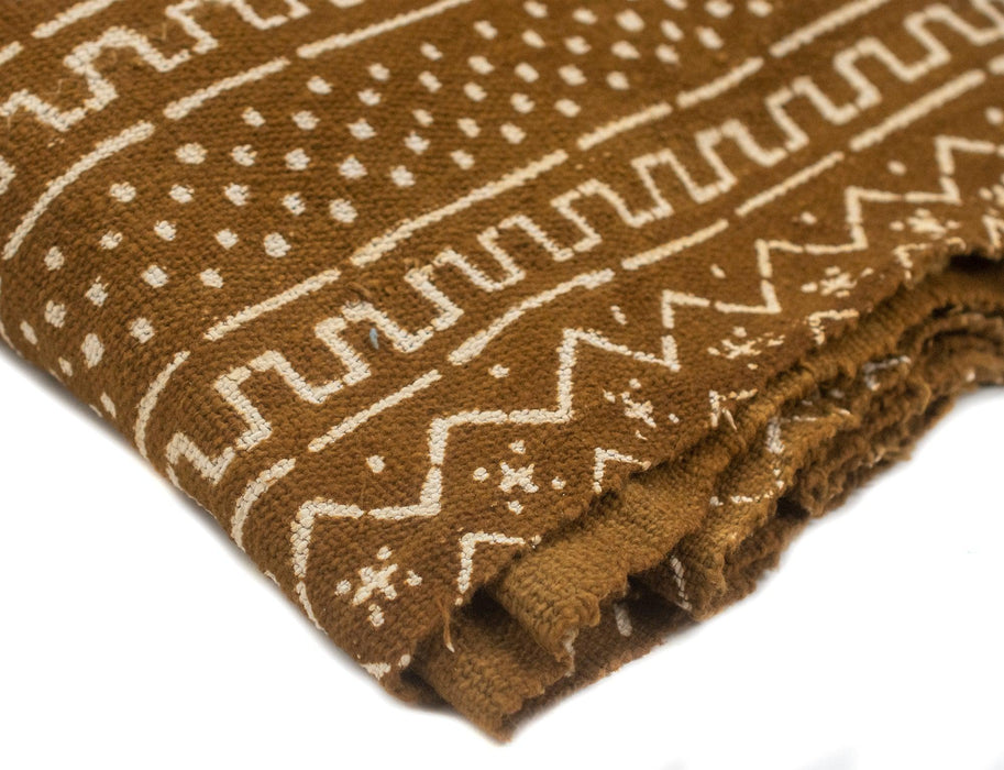 Caramel Brown Bogolan Mali Mud Cloth (Troungoumbe Design) - The Bead Chest