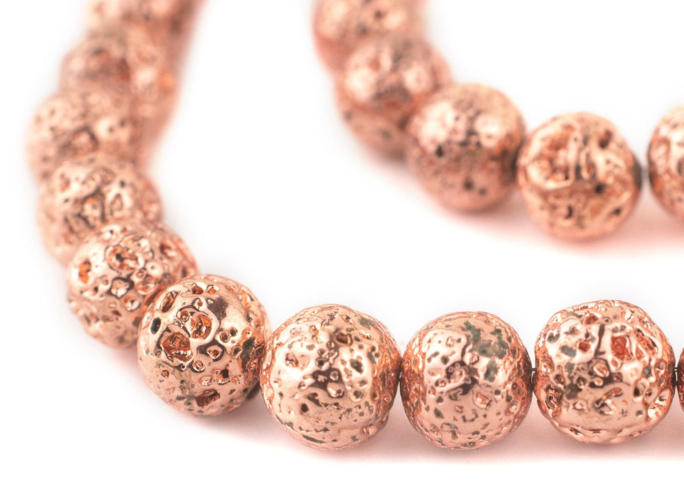 Copper Electroplated Lava Beads (12mm) - The Bead Chest