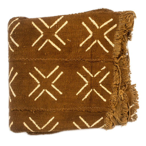 Caramel Brown Bogolan Mali Mud Cloth (Cross Design) - The Bead Chest