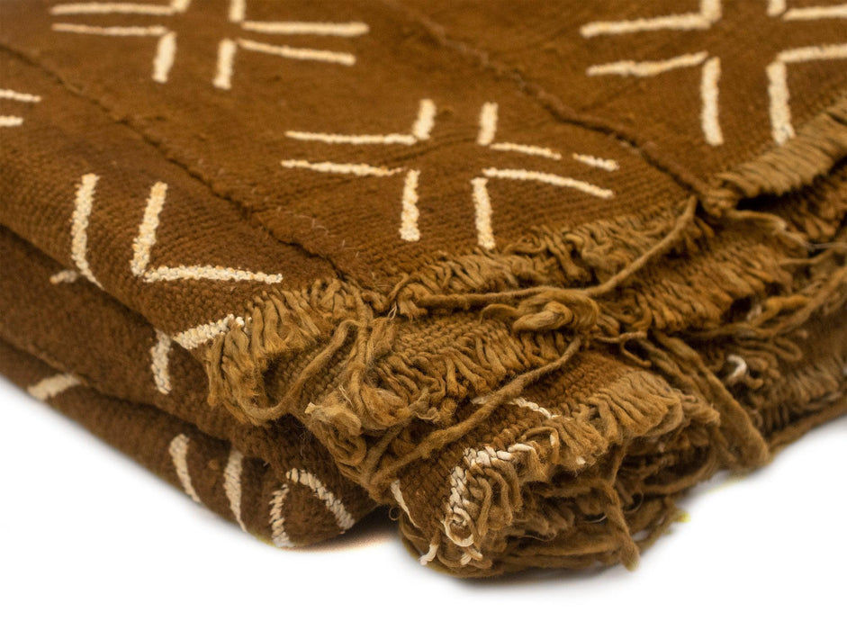 Caramel Brown Bogolan Mali Mud Cloth (Cross Design) - The Bead Chest