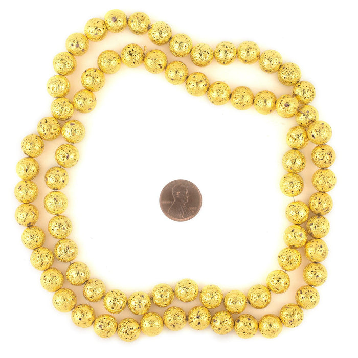 Gold Electroplated Lava Beads (10mm) - The Bead Chest