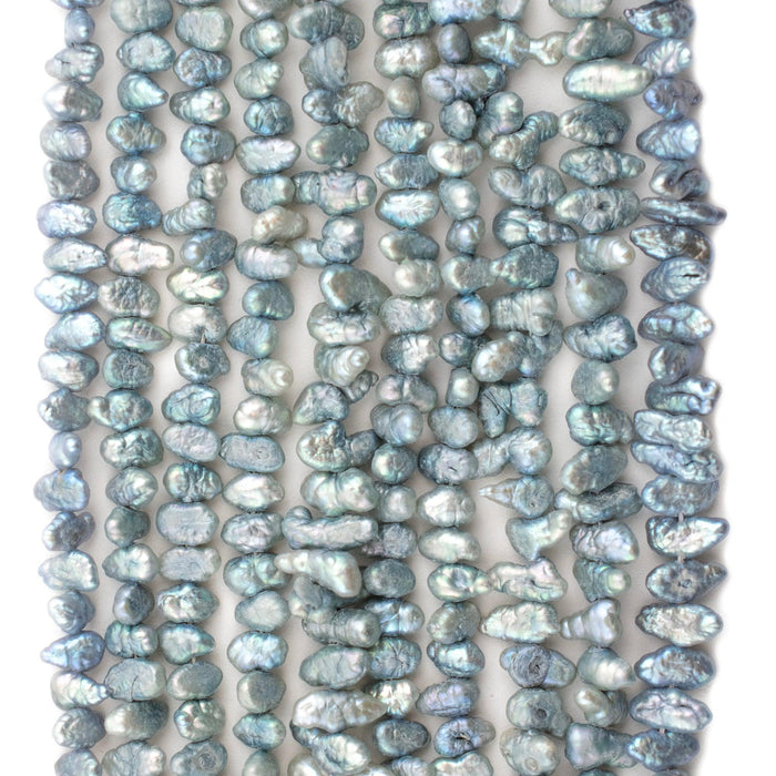 Silver Blue Nugget Vintage Japanese Pearl Beads (7-10mm) - The Bead Chest