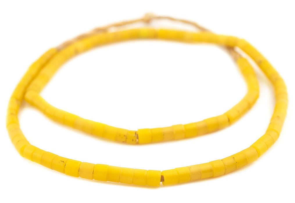 Vintage Czech Yellow Cylinder Beads (6mm) - The Bead Chest