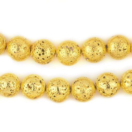 Gold Electroplated Lava Beads (10mm) - The Bead Chest