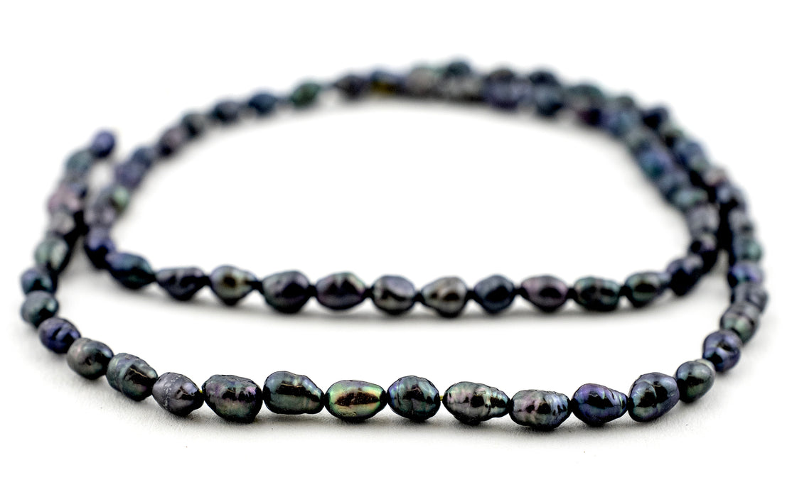 Iridescent Gunmetal Vintage Japanese Rice Pearl Beads (4mm) - The Bead Chest