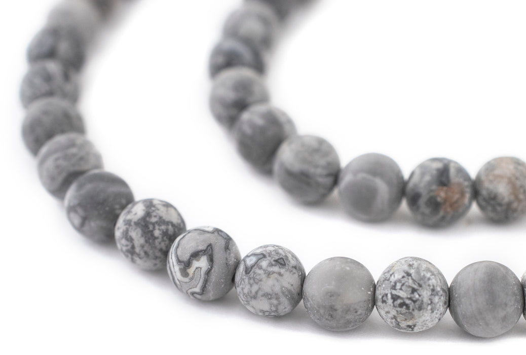 Matte Grey Picasso Jasper Beads (8mm) - The Bead Chest