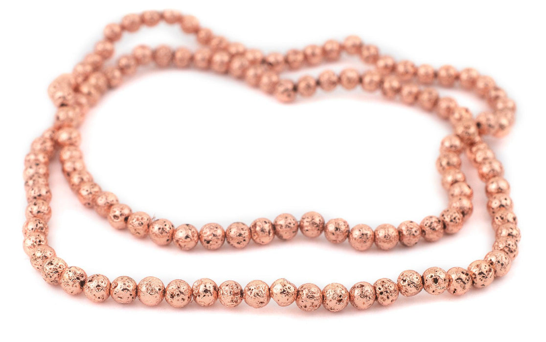 Copper Electroplated Lava Beads (6mm) - The Bead Chest