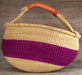 Ghanaian Bolga Basket, Striped Fuchsia, Large Size - The Bead Chest