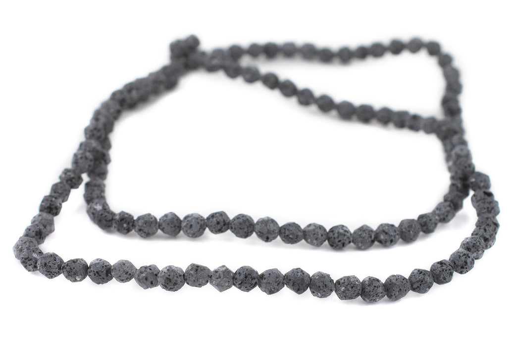 Grey Faceted Lava Beads (6mm) - The Bead Chest