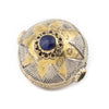 Blue Round Inlaid Afghan Brass Bead Pendant