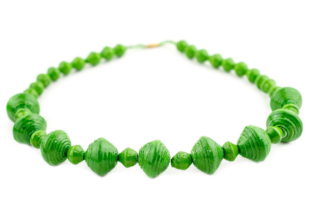 Green Recycled Paper Beads from Uganda (Large) - The Bead Chest