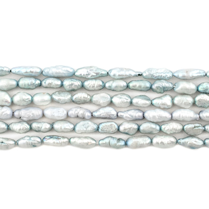 Blue Grey Vintage Japanese Rice Pearl Beads (4mm) - The Bead Chest