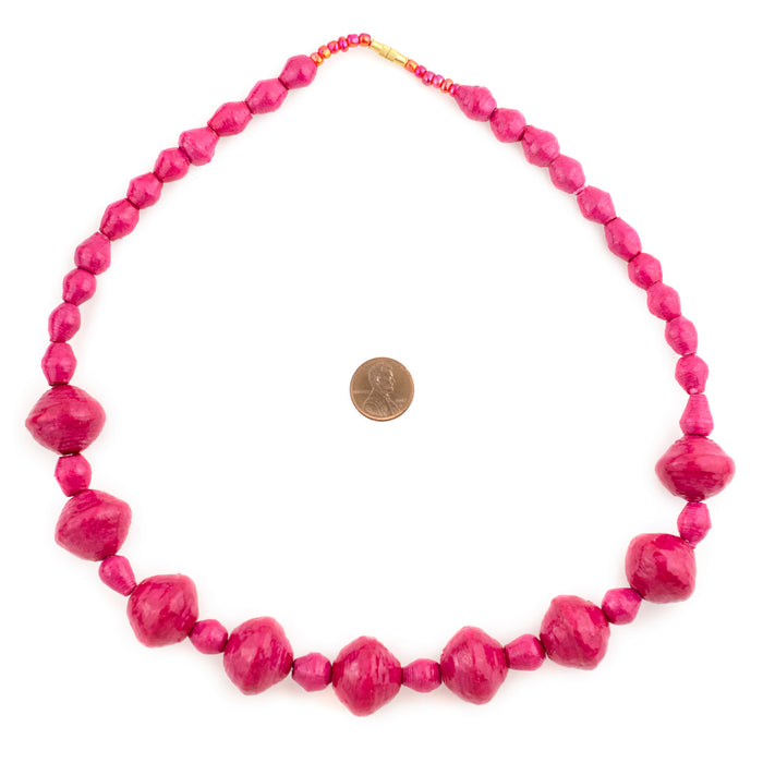 Pink Recycled Paper Beads from Uganda (Large) - The Bead Chest
