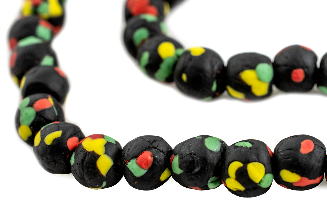 Rasta Fused Recycled Glass Beads (9mm) - The Bead Chest