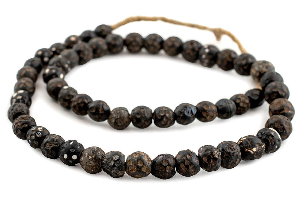 Antique Black Venetian Skunk Eye Beads - The Bead Chest