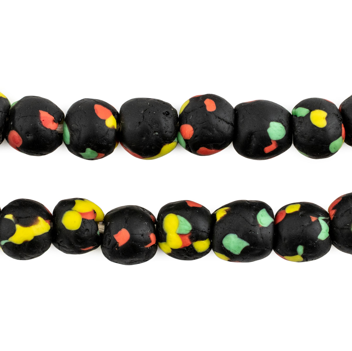 Rasta Fused Recycled Glass Beads (9mm) — The Bead Chest