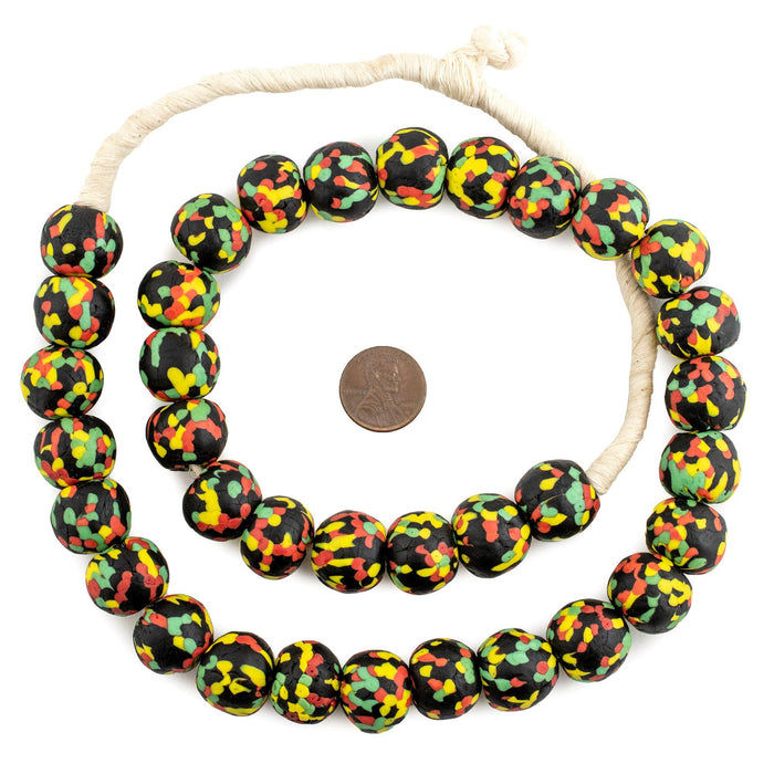 Rasta Fused Recycled Glass Beads (18mm) - The Bead Chest