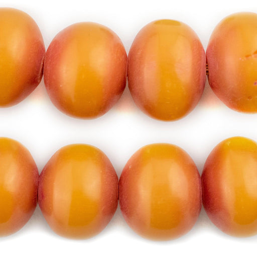 Squash Orange Kenyan Amber Resin Beads (25mm) - The Bead Chest