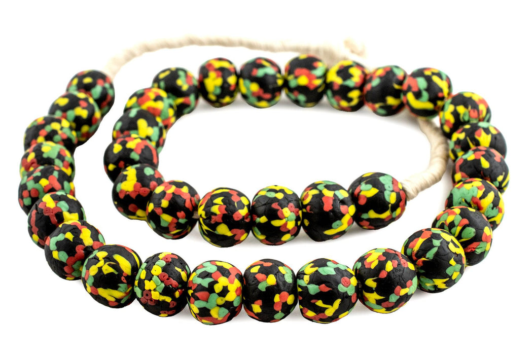 Rasta Fused Recycled Glass Beads (18mm) - The Bead Chest