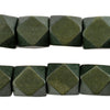Olive Green Diamond Cut Natural Wood Beads (17mm)